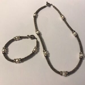 Handmade silver & pearl bracelet & necklace